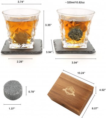 Whiskey Glass Set Granite Chilling Whiskey Rocks Gift Box Set Best Drinking Gifts for Men