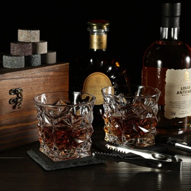 Whiskey Glass Set Granite Chilling Whiskey Rocks Gift Box Set Best Drinking Gifts for Men