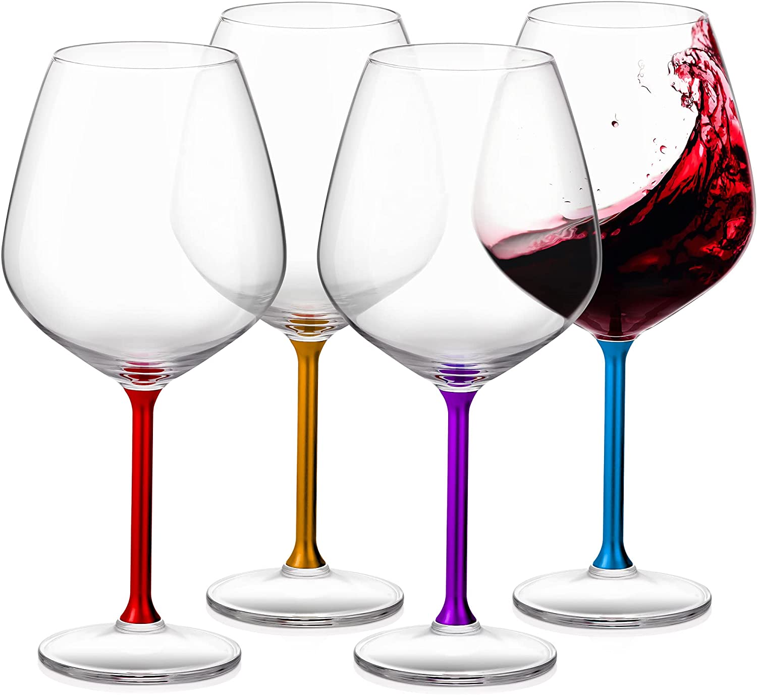 China Red Wine Glasses Set Wine Accessories Colored Wine Glassware Wine Glasses Metal Stem