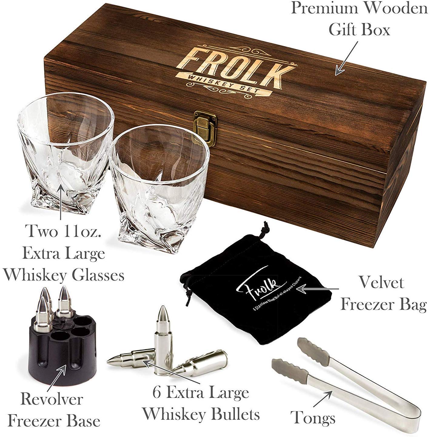 Luxurious Twist Glasses with Bullet Whiskey Stones Gift Set