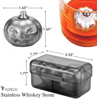 Metal Reusable Ice Cube Stainless Steel Whiskey Stones Pumpkin Set for Drinks