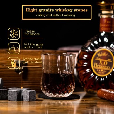 Luxury lead free crystal Whiskey Glasses whiskey stone and tongs wine gift set