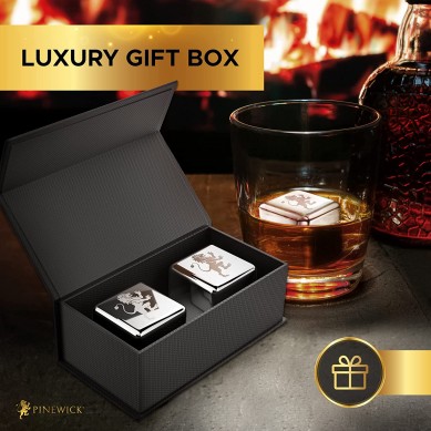 Custom design Stainless steel Whiskey Stones  Luxury Gift Set  Large 4cm Cubes