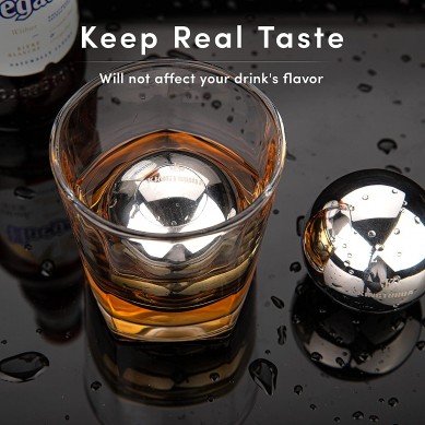 Custom stainless steel Whiskey Stones Gift Set for Men Whisky Ice Balls in Luxury Box.