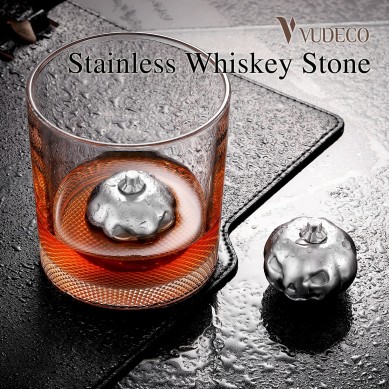 Metal Reusable Ice Cube Stainless Steel Whiskey Stones Pumpkin Set for Drinks