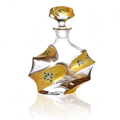 European Style Painted Gold Enamel Flower Lead-Free Crystal Engraved Whiskey Decanter Set With 6 Glasses For Whiskey