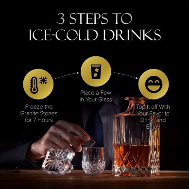 Reusable Ice Cubes Chilling Stones and crystal whiskey wine glass wooden gift box set