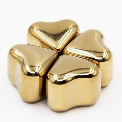 Best seeling gold color stainless steel heart Shaped whiskey stones