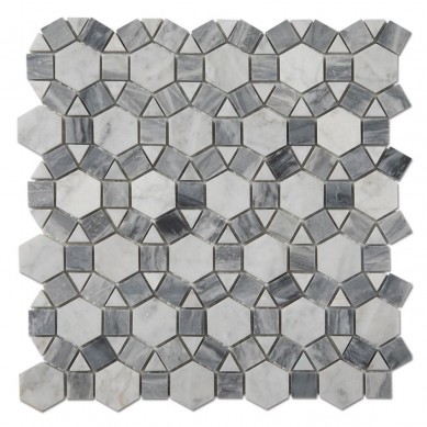 Reasonable price Sipping Rock -
 Carrara White Mixed Grey Sunflower Mosaic Tile Pattern Mosaic Stone Marble  – Shunstone