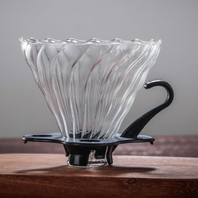 Glass Pour over Coffee Funnel Dripper Clever Coffee Cone Brewer Filter with Removable Base Clear