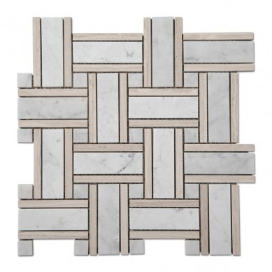 Super Purchasing for Whiskey Chilling Rocks -
 Light Wooden Carrara Marble Basketweave Mosaic Bathroom Floor Tiles  – Shunstone