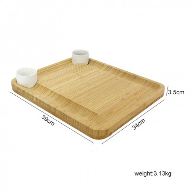 Premium Extra Charcuterie Space Wood Bamboo Cheese Board With Stainless Steel Knife Set And Removable Drawers