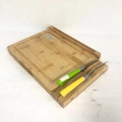 Assemble Bamboo Cutting Board Chopping Board With Phone Holder Knife Block For Kitchen