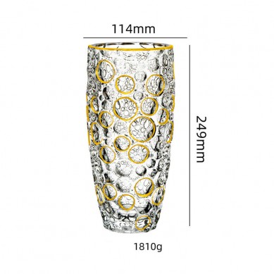 Luxury Crystal Gold Rim Glass Vases Freezing Point Terrarium Hydroponic Plant Dried Flower Vases For Home Decor