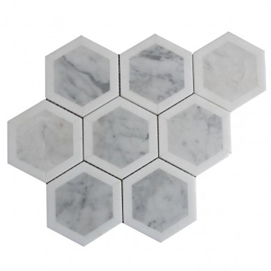 Chinese wholesale Bar Accessories -
 non-slip waterjet mosaic carrara white marble with art forms from china  – Shunstone