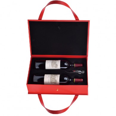 Double Bottle Gift Box Custom Red Wine Leather Packaging Box Wine Bottle Wine Travel Case With Seahorse Knife